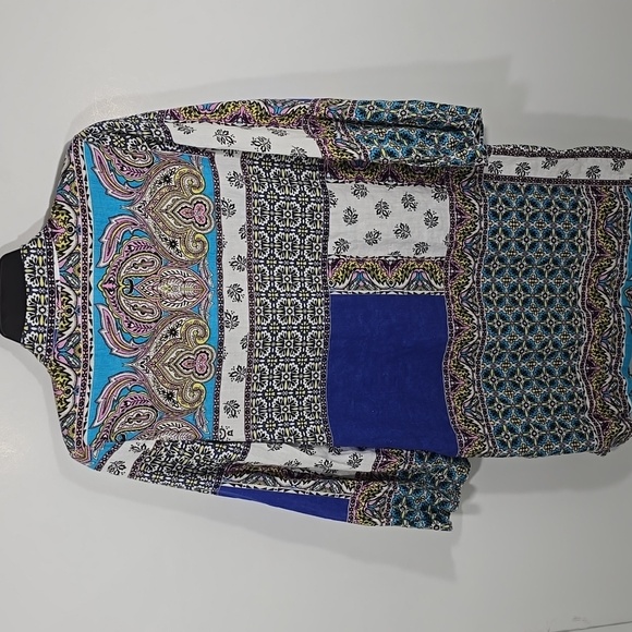 {Chicos} Open Cardigan in Patchwork 100% Linen - Size XS - Picture 10 of 15